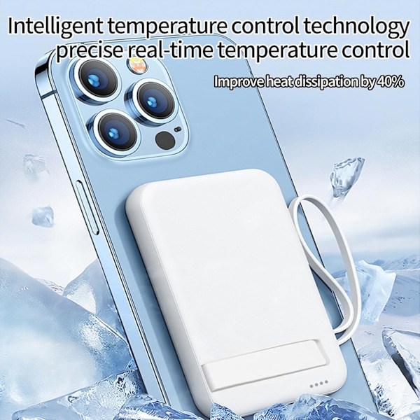 Magnetisk Powerbank 10000mAh Externt Batteri Trådlös PD 22.5W USB-C Ingång/Utgång Externt Batteri Snabbladdning Laddad