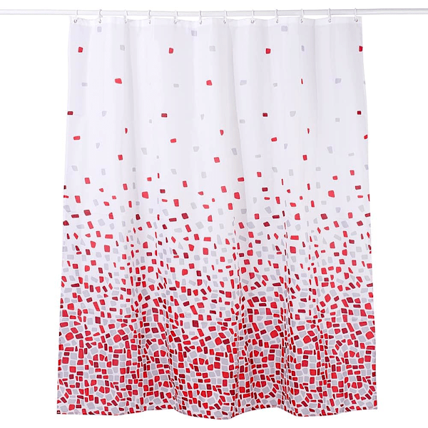 Mosaik Rött Duschdraperi Resistent mot mögel och alger | Mått 180x180 cm (71 x 71 tum) | Vattentätt tyg | 100% polyester (Mosaik Röd)