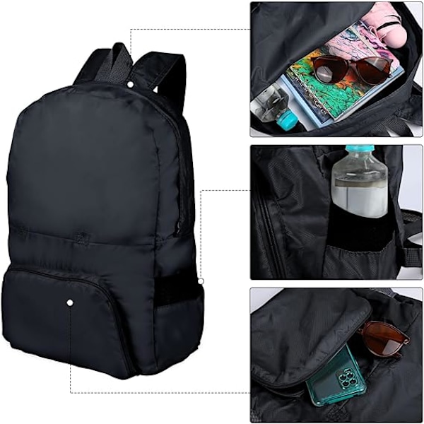 25L Superlätt Hopfällbar Liten Ryggsäck Vattenresistent Hållbar Unisex för Utomhuscamping Vandring Resor Promenader Cykling Shopping