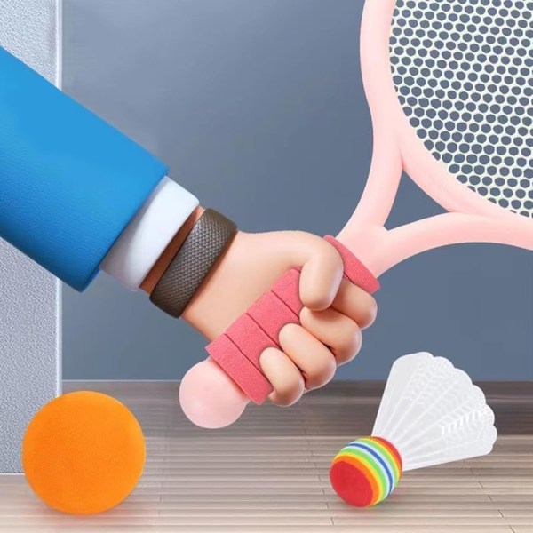 Tennisracketset för barn, med 2 badmintonbollar och 2 tennisbollar, för barn inomhus- och utomhussporter, Rosa pink