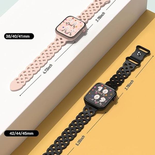 Apple Watch Armband 42mm 44mm 45mm 49mm Mjuk Utskuren Ventilerande Vattentät Ersättningsarmband - Stjärnljus Starlight