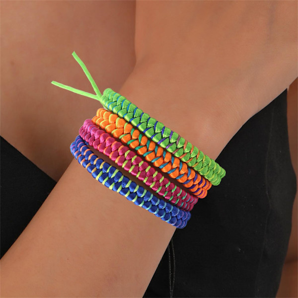 10 Flerfärgade Flätade Armband - Färgglada Flätade Vänskapsarmband - Barnarmband - Justerbart Tygarmband, Total Längd 28cm+17cm