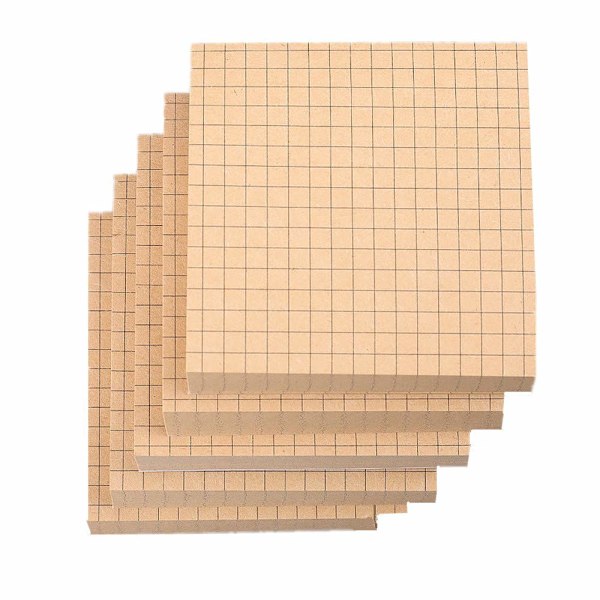 Självhäftande Post-it-lappar 3x3 Rutat Anteckningspapper, 5 Block/Förpackning, 80 Ark/Block, Totalt 400 Ark (Beige Rutat) Beige