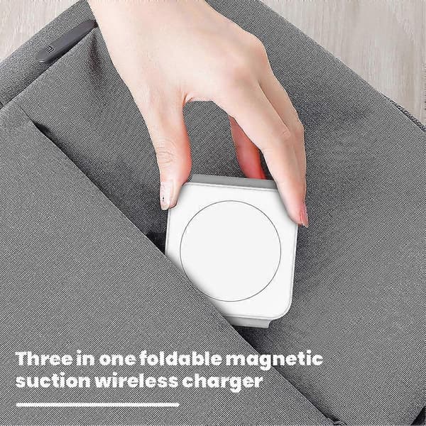 3-i-1 Magnetisk Trådløs Lader Multifunksjonell Telefonladestasjon