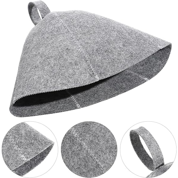 2 st Bastuhatt, Bastumössa i Ullfilt, Rysk Ånghatt, Unisex Bastuhatt för Kvinnor Män Ångbads Bastutillbehör - Grå - 2 st 2pcs