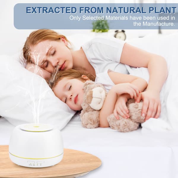 300ML Eterisk Olje Diffuser, Aroma Diffuser Luftfukter, Elektrisk Duftforstøver med Fargelys og USB C Kabel for hjem, soverom White