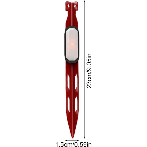 Kraftiga Tältpinnar - Markpinnar 4-pack med LED-ljus | V-formade Peggar för Picknickskydd, Tältspikar, Campingtillbehör, röd red
