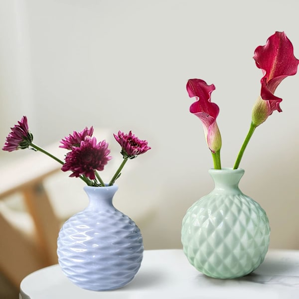 Ikebana Vas Blomsterarrangemang Knoppvas Hydroponisk Macaron Färgglad Keramisk Dekorativ Vas (Ljusgrön) Light green