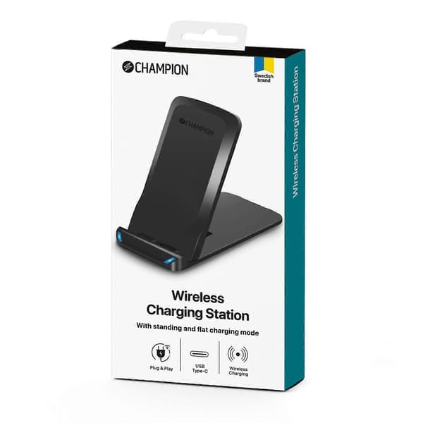Trådløs Oplader 10W QI Stående Sort