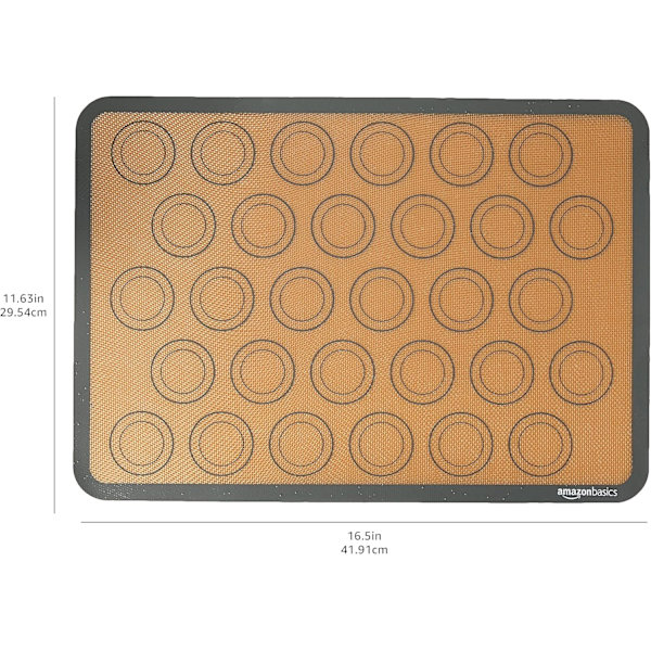 2-delt rektangulær silikone bageplade til makroner, beige, grå, 41,9L x 29,5B cm