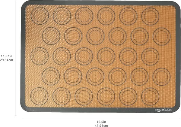 2-pakning rektangulær silikonbakematte for makroner, beige, grå, 41,9L x 29,5W cm