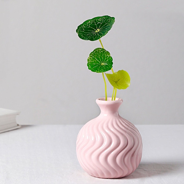 Ikebana Vas Knopp Blomsterarrangemang Hydroponisk Macaron Färgglad Keramisk Dekorativ Vas (Rosa) Pink