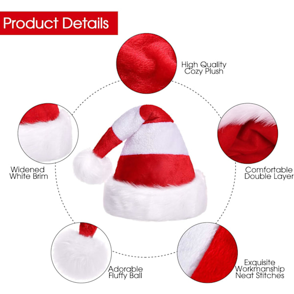 Jultomtehatt, Unisex-Vuxen Tomtehatt, Dekorationer Presenter Kostym, För Julfest Halloween Nyhet Randig, Randig Röd+Vit Red and White