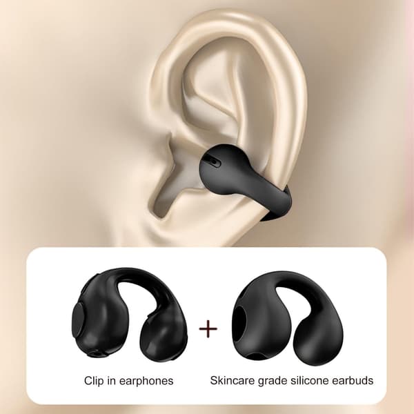 Trådløse ørepropper Trådløse øreklips hodetelefoner, Bluetooth 5.3 Clip-on Ea