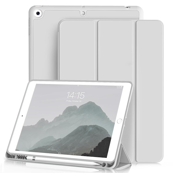 Ställ Smart Fodral med Mjukt TPU-baksida för iPad 10.2\", Auto Sleep/Wake, Grå grey