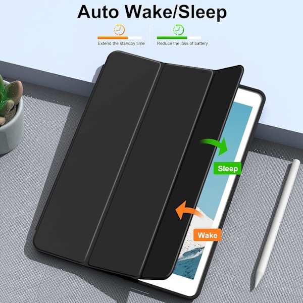 Ställ Smart Fodral för iPad 10.2\" med Mjukt TPU Baksida, Auto Sleep/Wake, Svart black