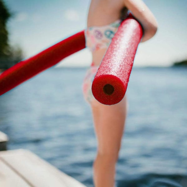 Flytande Pool Noodle Skumrör, Pool Noodle Skum - 150 cm Glänsande Skumnudlar | Ihåliga Skum Pool Simnudlar, Flytande Poolpinne red