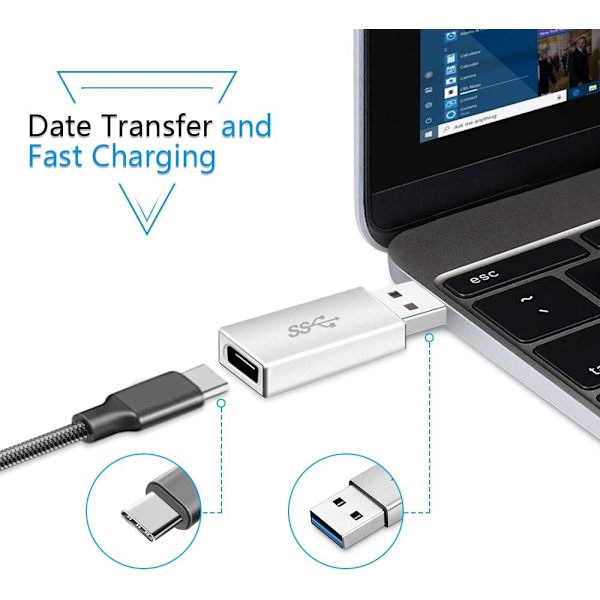 USB 3.0 til USB C Adapter, USB 3.0 Type C Hunn til USB 3.0 A Hann Adapter