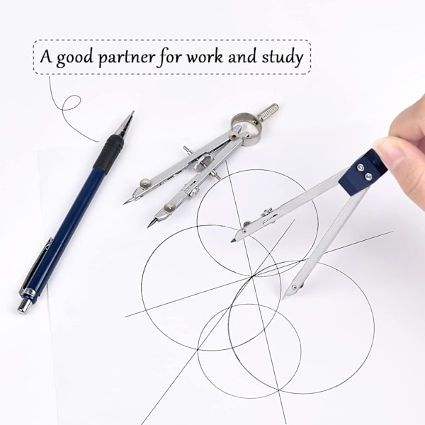 9 Delars Precisionsgeometriset Metallpassare, Geometriverktygsset med Splittterfri Förvaringslåda (Blå)