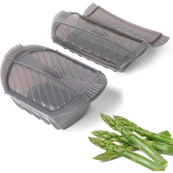 Silikon Ångkokare, 2-delars Matångkokare med Lock och Handtag för Ångkokning av Färsk Fryst Mat Grönsaker, 1500ML & 750ML (Grå)