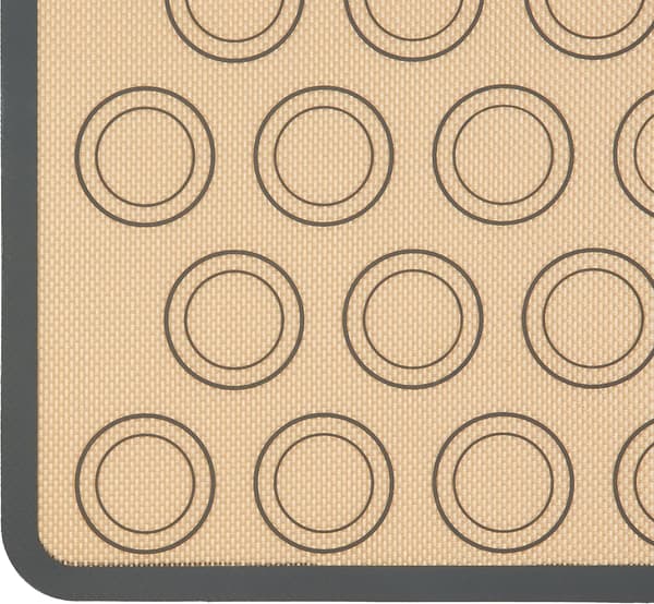 2-delad rektangulär bakmatta i silikon för makroner, beige, grå, 41,9L x 29,5W cm