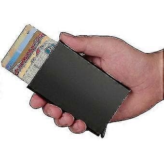 Smart RFID-skydd Plånbok Kortfodral 5st Kort Äkta Läder 5 Färger (Svart)