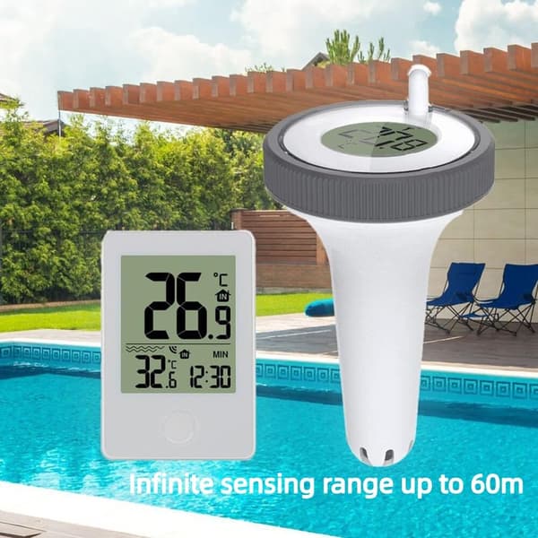 Trådlös pooltermometer, lämplig för simbassänger, spa eller isbad.