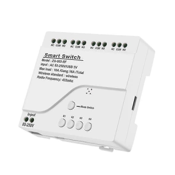 4CH Zigbee Smart Light Switch Module AC 85-250V RF433 Mottagning 10A Reläer Fungerar med Alexa Assistant, Tuya Smart Life js