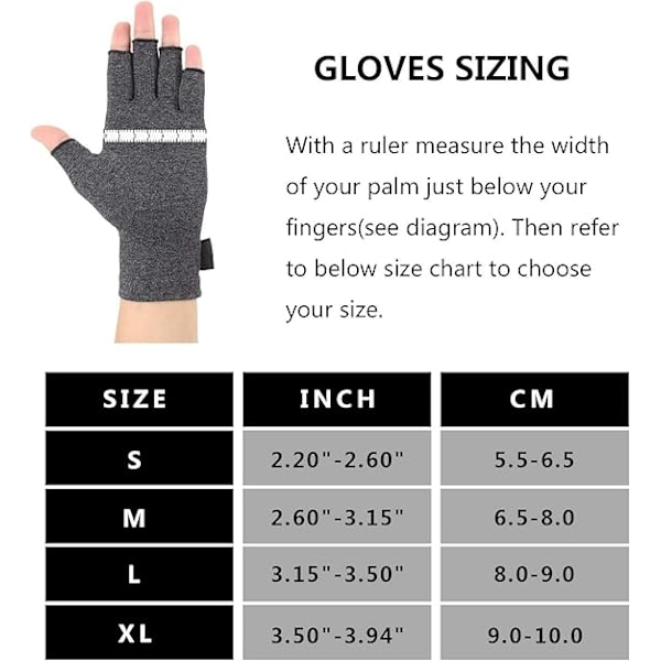 2 Par Kompressionshandskar Stöd, Fingerled, Lindra Smärta från Reumatoid Artrit, Osteoartrit, RSI, Karpaltunnelsyndrom (Grå, M) grey M