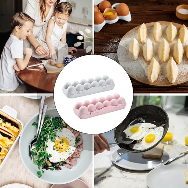 Eggoppbevaringsboks med lokk, 2 stk. stablebare eggbeholdere, 12 rom eggoppbevaringsboks