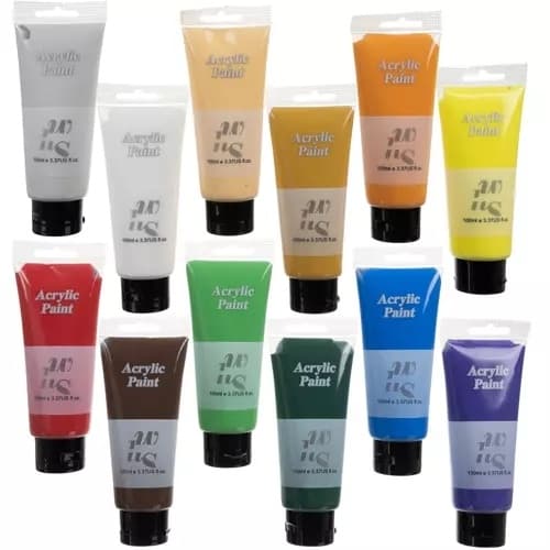 Akrylmaling Sæt - 12x100ml - Kunstnermaling multifärg multicolor