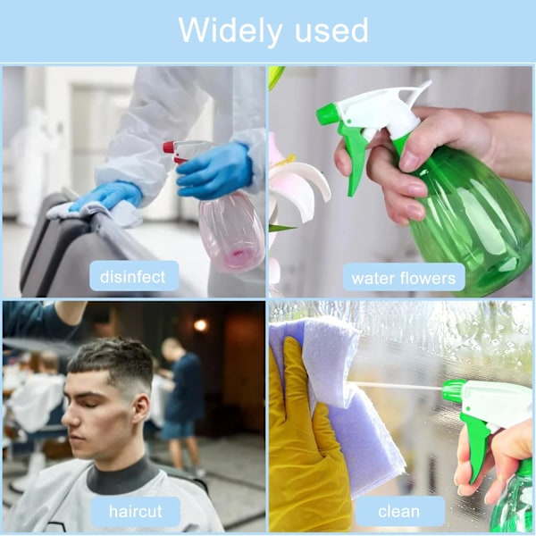 Färgglada och transparenta 500 ml sprayflaskor i flera delar, återanvändbar tom sprayflaska med avtryckare, sprayflaska med 2 inställningar