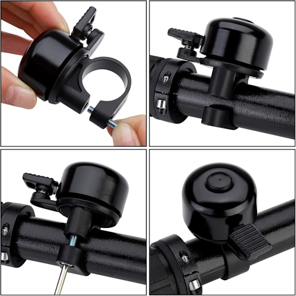Cykelklocka med Klart Ljud för Vuxna, Pojkar och Flickor, Svart, 2-pack black