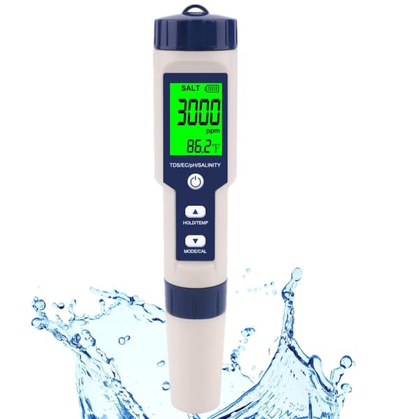 Pool Salt Tester & PH-måler, Hofun Digital Salinitetsmåler og PH-tester, 5 i 1 Salinitet PH Temp EC og TDS-måler, Akvarium Pool Jacuzzi