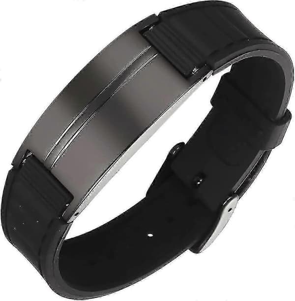 Magnetisk Terapiarmbånd til Lindring af Gigt og Lymfedrænage, Unisex Silikone- og Rustfrit Stålarmbånd (Sort) Black