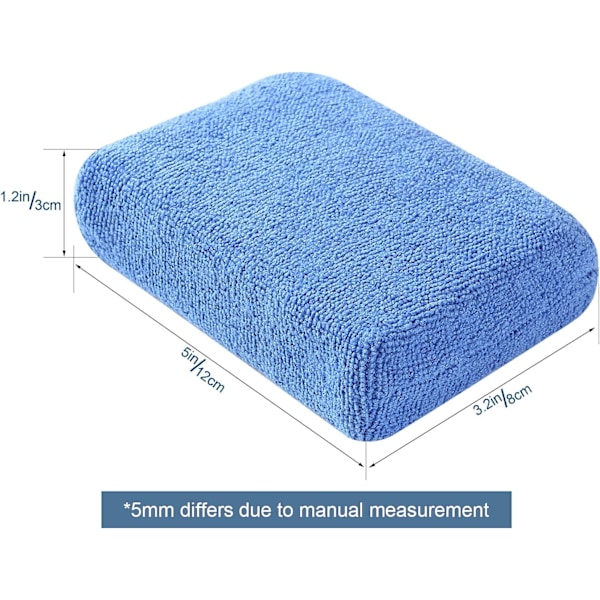 Mikrofiber Vax Appliceringsdynor - Paket med 10 Bilvårds Svampar 12X8X3cm, Tvättbara Mjuka Skum Appliceringsdynor För Polering (Blå)