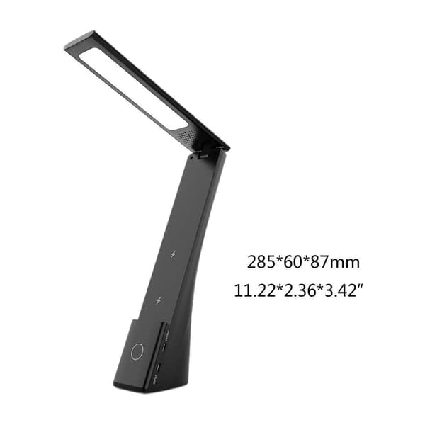 Multifunktionel skrivebordslampe trådløs oplader til Android-telefon - Øjenbeskyttende 3 lystilstande foldbar sort