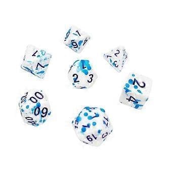 7 farveskiftende terninger D4 D6 D8 D10 D12 D20 akryl rollespil fest (blå prik)