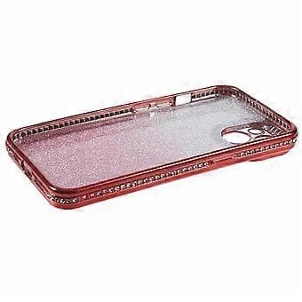 Kompatibelt TPU-deksel til iPhone 15 Plus, skinnende rhinstein, gradient glitter telefon bakdeksel (rød)