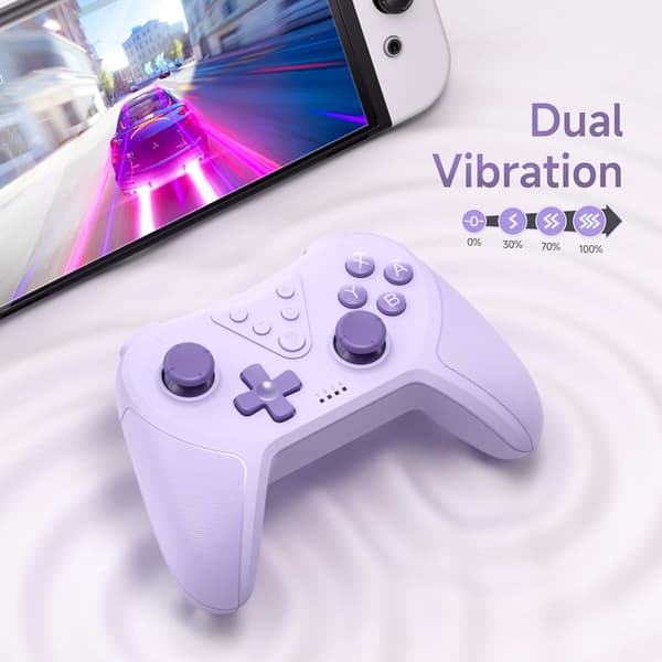 Programmerbar trådløs Bluetooth-kontroller Joystick Gamepad for Switch/Switch Lite/Switch OLED, Oppladbar kontroller PC, Vekke-funksjon, Lilla Purple