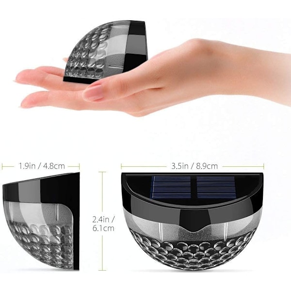 Solcellsdrivna staketlampor | Utomhus Vägglampa LED, Trådlös, Vattentät, Heminredning | för Räcken Staket, Trappsteg Uteplats, Trappor (8-pack)