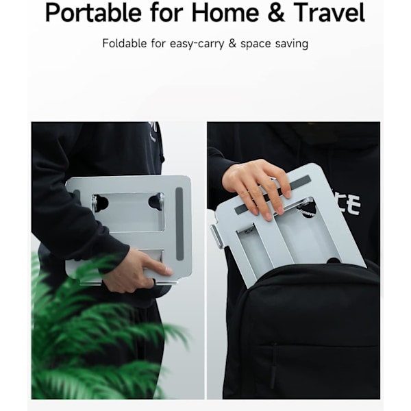Laptopstativ til skrivebord, computerstativ til laptop, foldbart bærbart laptopstativ (Sølv) Sliver