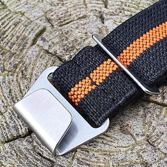 Elastisk Nylon Navy Diver Fallskjermstropp 22mm Militærstropp Black Orange
