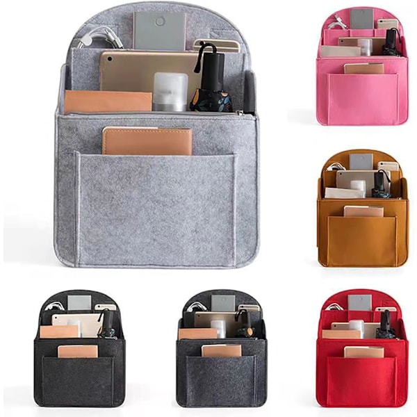 Filt Ryggsäcksorganiserare Mini Ryggsäck Organiseringsinsats Liten Väskavdelare för Ryggsäck Handväska Lätt Nylon Axelväska.S grå grey