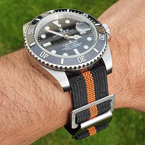 Elastisk Nylon Navy Diver Fallskjermstropp 22mm Militærstropp Black Orange
