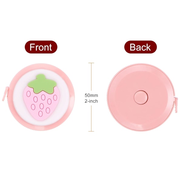 Mjukt måttband 150 cm, infällbart mini-måttband med tecknat motiv, sött måttband för sömnad, hantverk, kroppsmått, rosa frukt Pink Fruit