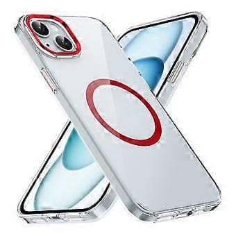 Kompatibelt deksel til iPhone 14, kompatibelt med MagSafe, hardt PC-telefondeksel, klar bakside (rød)