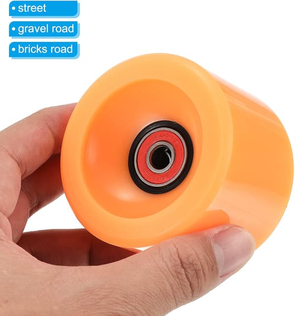 78A Longboard Hjul, med ABEC-9 Lejer, Bløde Cruiser Hjul, til Skateboards, Orange