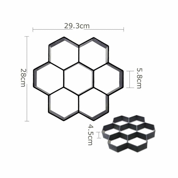 Plast Hexagon Plattläggningsform Betong Gjutform Återanvändbar Form för Uppfart Trädgård Uteplats Pool