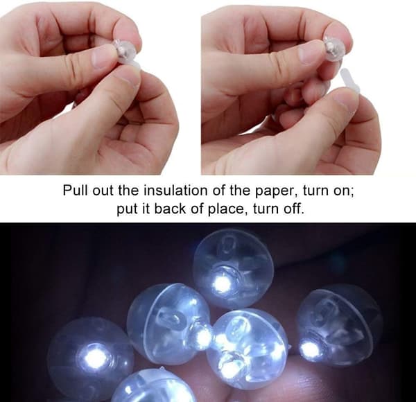 100 st mini LED-ballonglampor, runda, för papperslyktor